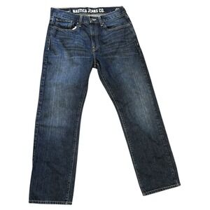 Nautica Men's Jeans 32x32 Relaxed Fit Dark Wash Denim Classic Straight Leg
